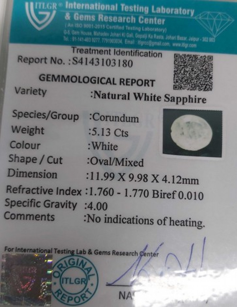 White Sapphire - 5.13 Carat