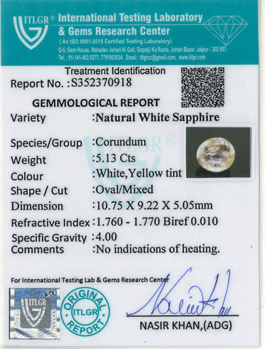 White Sapphire - 5.13 Carat