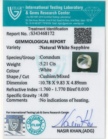 White Sapphire - 5.21 Carat