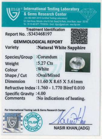 White Sapphire - 5.27 Carat