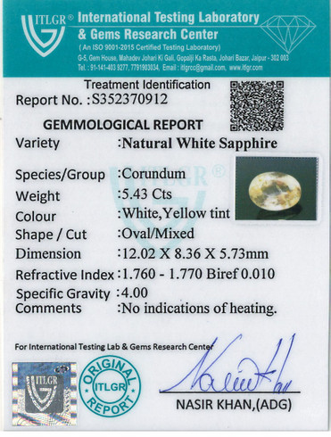 White Sapphire - 5.43 Carat