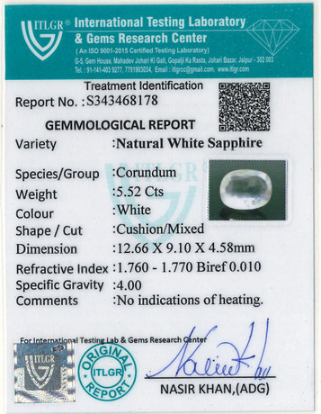 White Sapphire - 5.52 Carat
