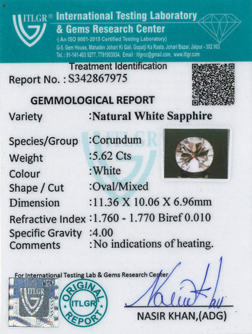 White Sapphire - 5.62 Carat