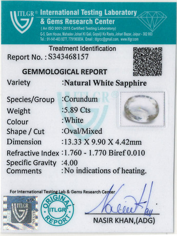 White Sapphire - 5.89 Carat