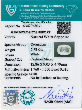 White Sapphire - 5.98 Carat