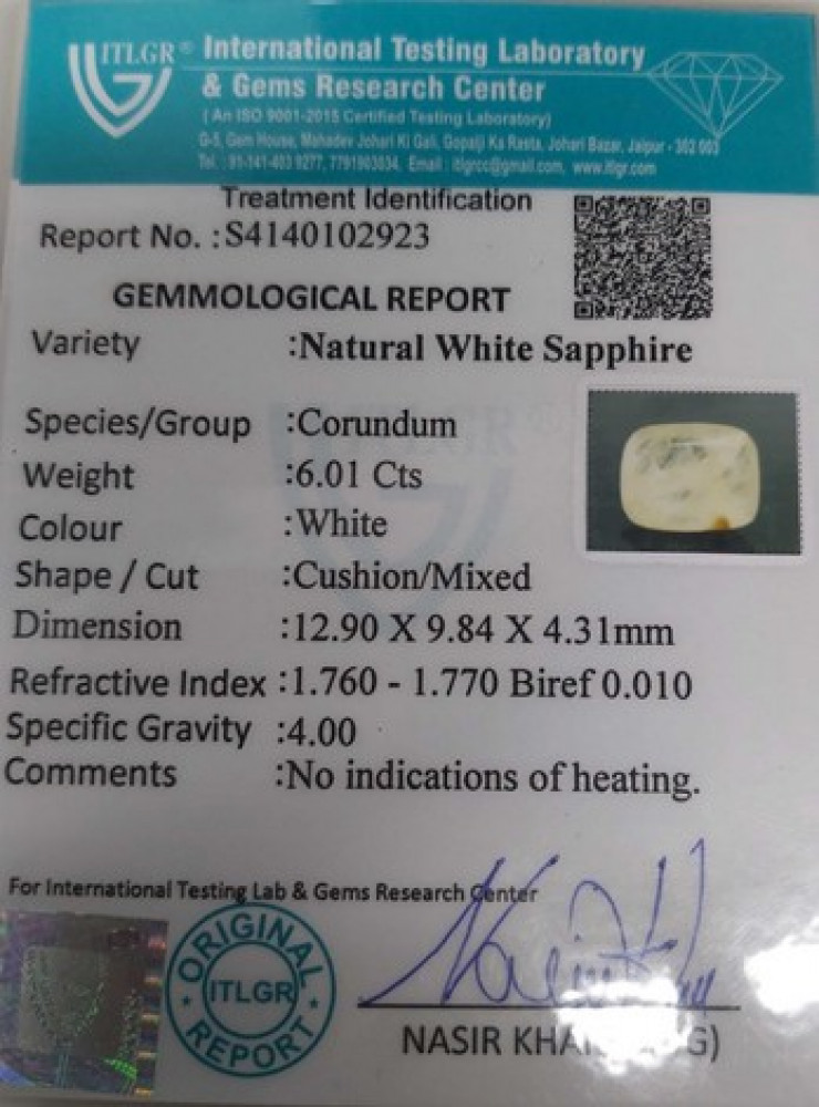 White Sapphire - 6.01 Carat