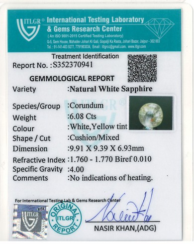 White Sapphire - 6.08 Carat