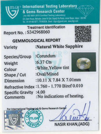 White Sapphire - 6.37 Carat