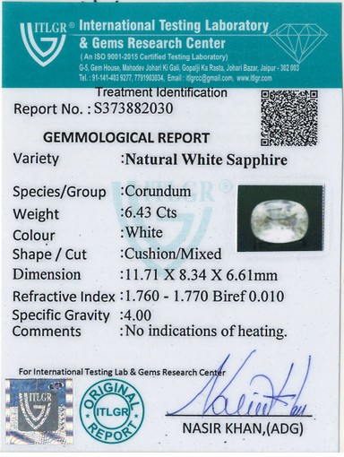 White Sapphire - 6.43 Carat