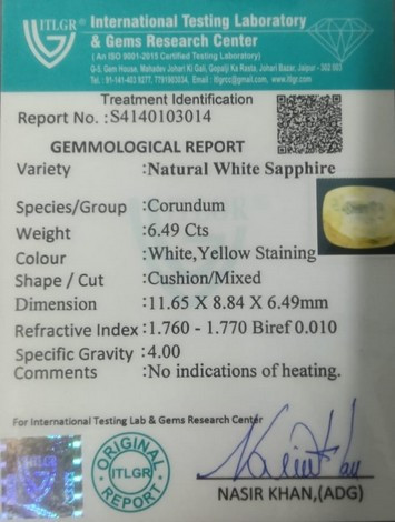 White Sapphire - 6.49 Carat