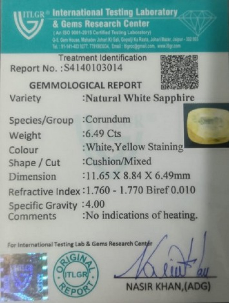 White Sapphire - 6.49 Carat