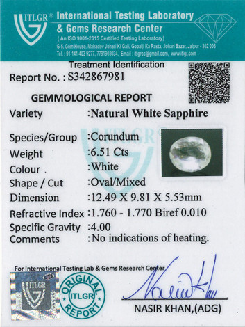 White Sapphire - 6.51 Carat