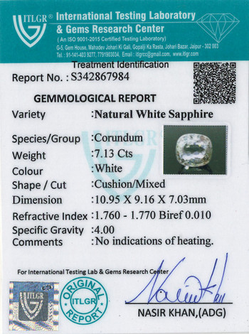 White Sapphire - 7.13 Carat