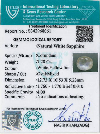 White Sapphire - 7.2 Carat