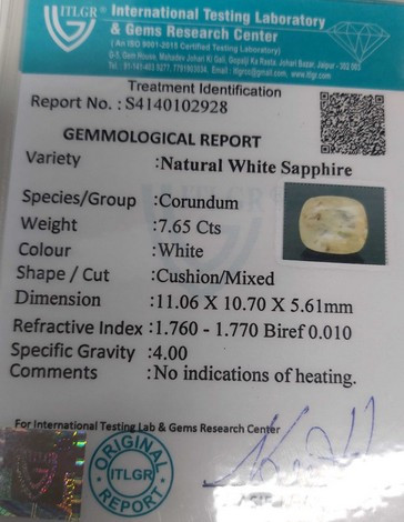 White Sapphire - 7.65 Carat