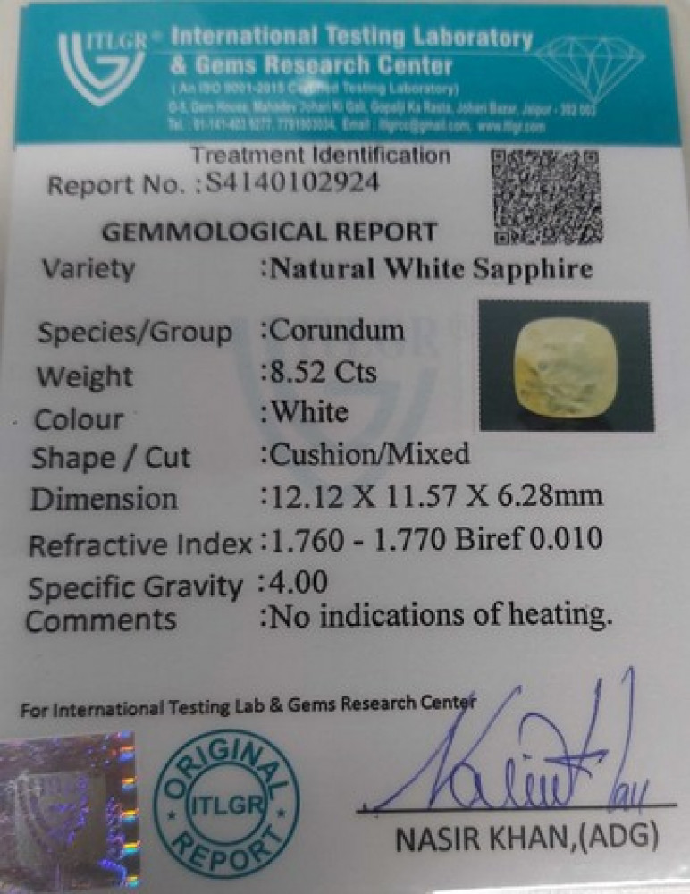 White Sapphire - 8.52 Carat