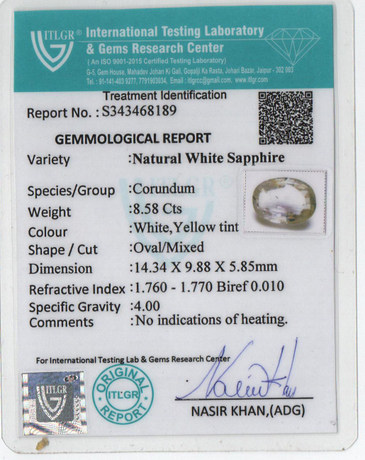 White Sapphire - 8.58 Carat