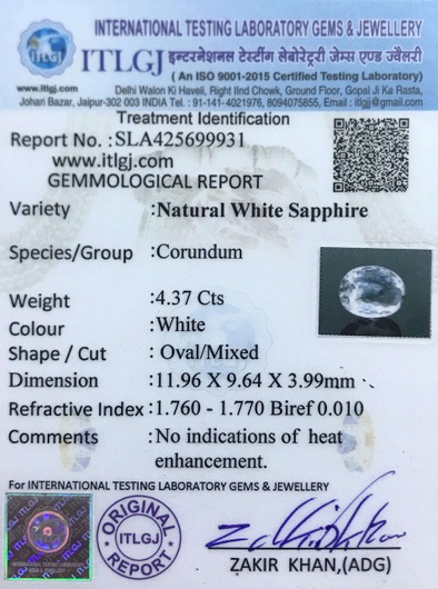 White Sapphire - 4.37 Carat