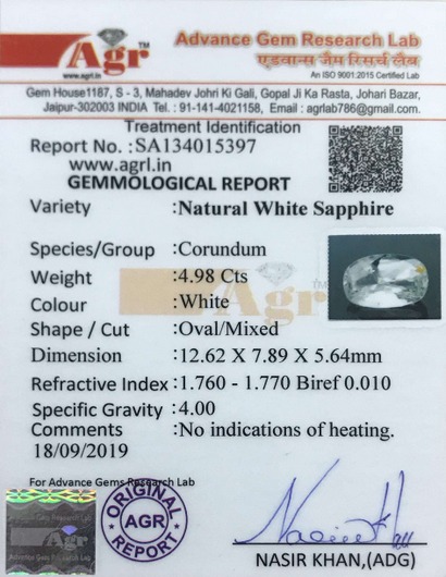 White Sapphire - 4.98 Carat