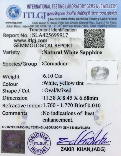 White Sapphire - 6.10 Carat
