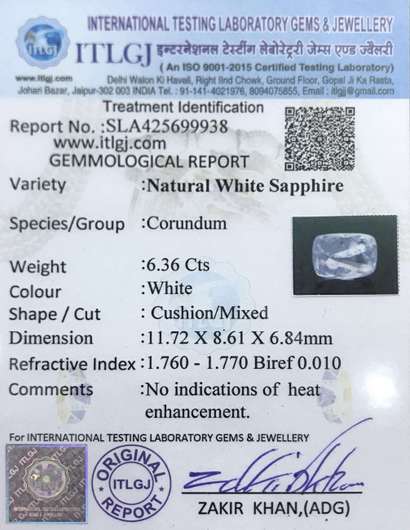 White Sapphire - 6.36 Carat