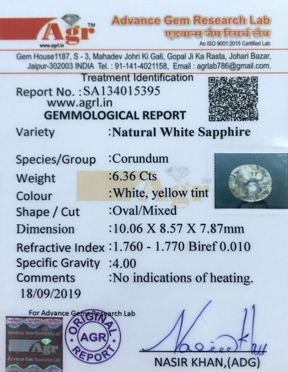 White Sapphire - 6.36 Carat