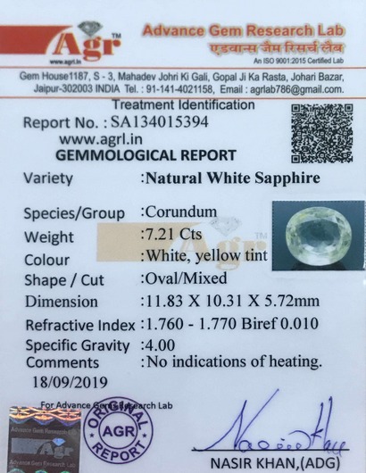White Sapphire - 7.21 Carat