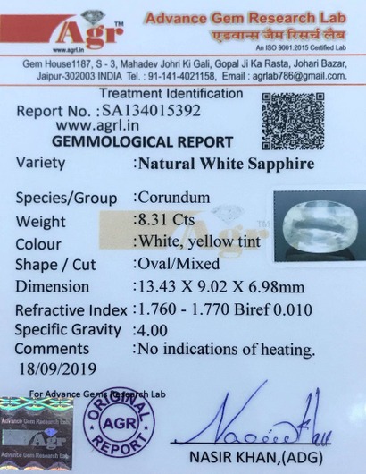White Sapphire - 8.31 Carat