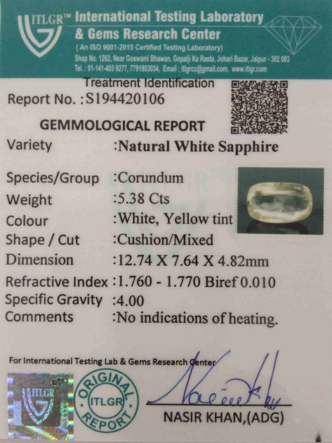 White Sapphire - 5.38 Carat