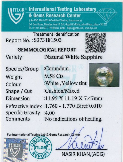 White Sapphire - 9.58 Carat