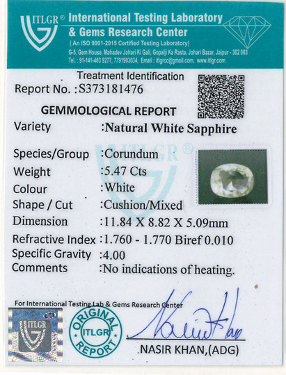 White Sapphire - 5.47 Carat