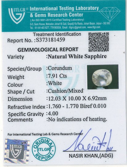 White Sapphire - 7.91 Carat