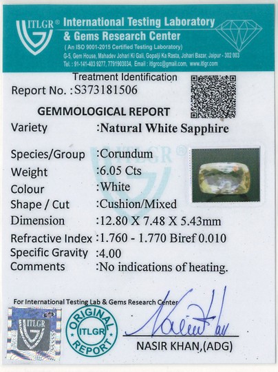 White Sapphire - 6.05 Carat