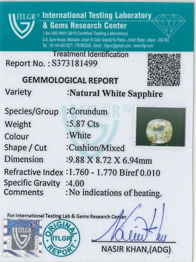 White Sapphire - 5.87 Carat