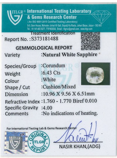White Sapphire - 6.43 Carat