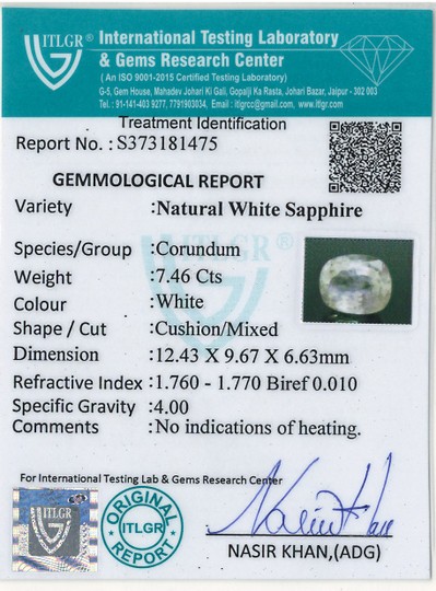 White Sapphire - 7.46 Carat
