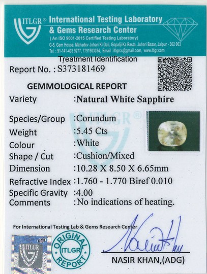 White Sapphire - 5.45 Carat