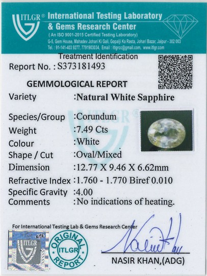 White Sapphire - 7.49 Carat