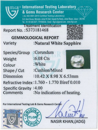 White Sapphire - 6.08 Carat