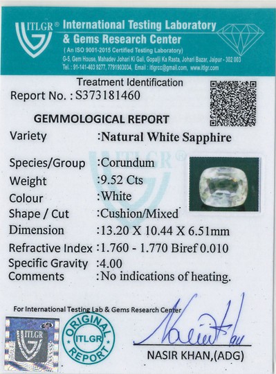 White Sapphire - 9.52 Carat