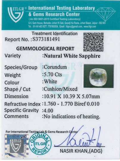 White Sapphire - 5.7 Carat
