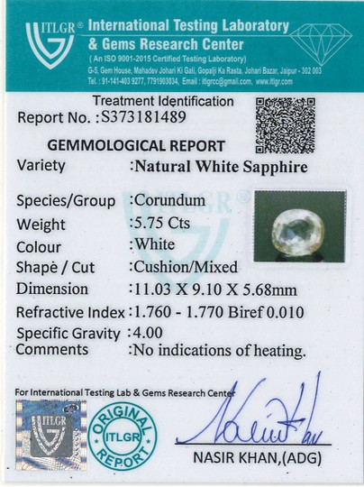 White Sapphire - 5.75 Carat