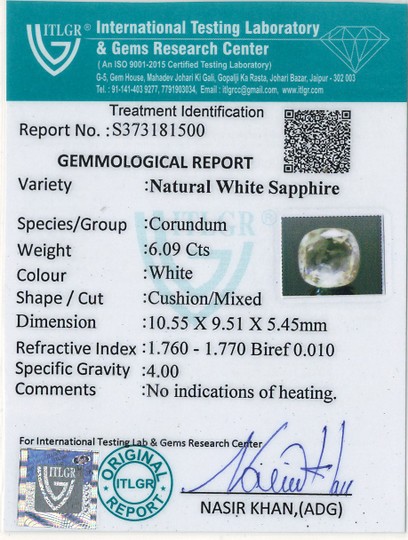 White Sapphire - 6.09 Carat