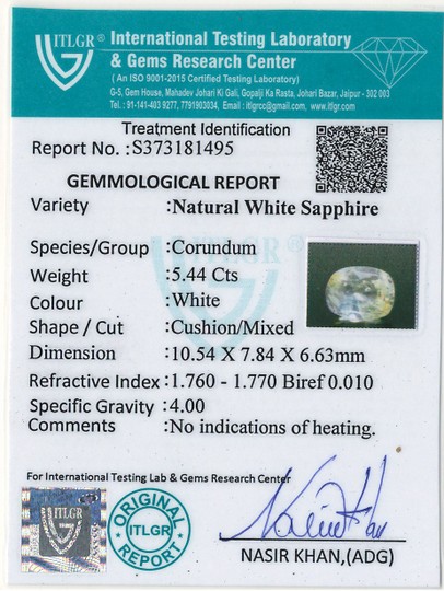 White Sapphire - 5.44 Carat