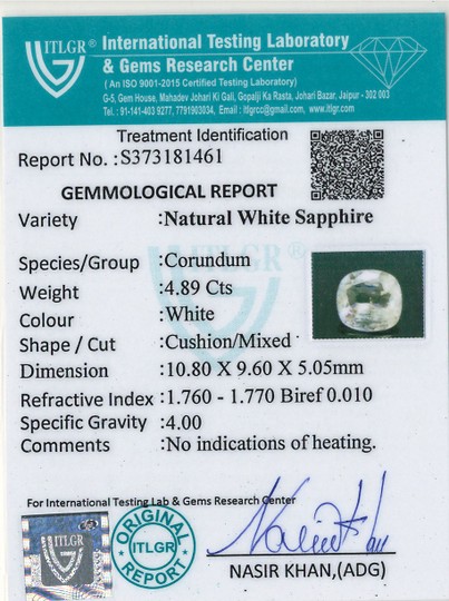 White Sapphire - 4.89 Carat
