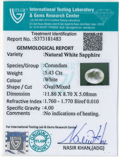 White Sapphire - 5.43 Carat