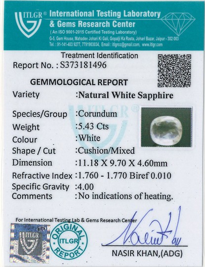 White Sapphire - 5.43 Carat
