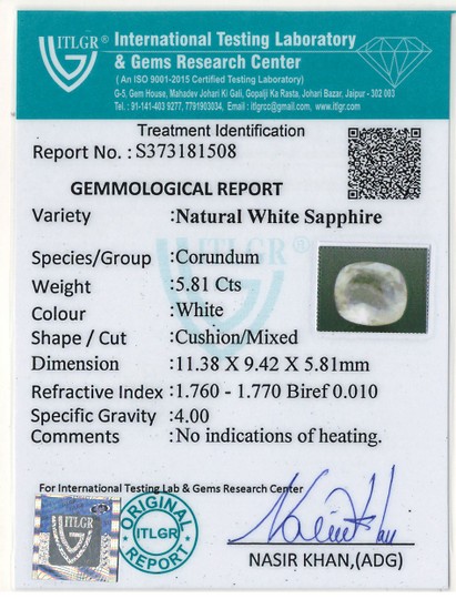 White Sapphire - 5.81 Carat