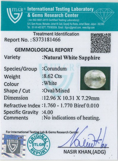 White Sapphire - 8.62 Carat