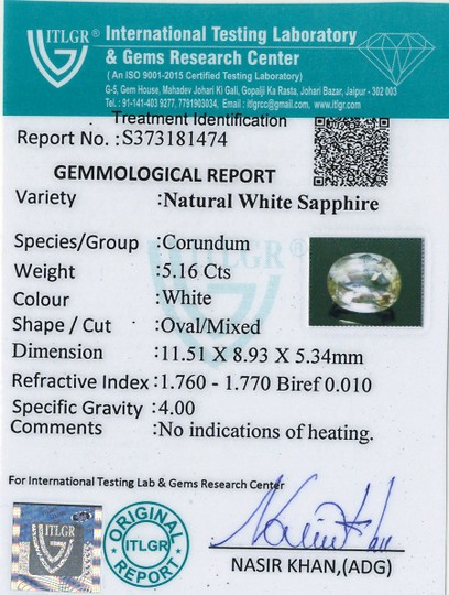 White Sapphire - 5.16 Carat